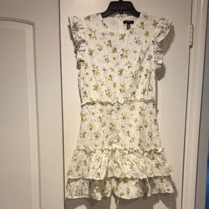 Aqua White and Yellow Floral Mini Dress